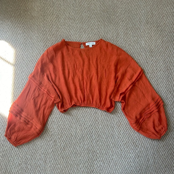 She + Sky Tops - EUC She + Sky Orange Oversized Cropped Blouse